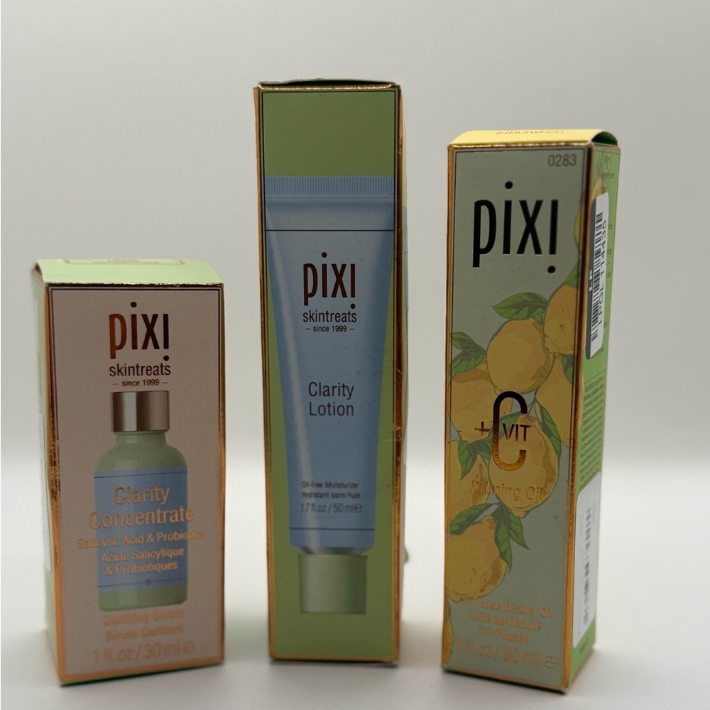 Pixi Skincare Set of 3 Clarity Concentrate Clarity Lotion +C Vitamin Priming Oil